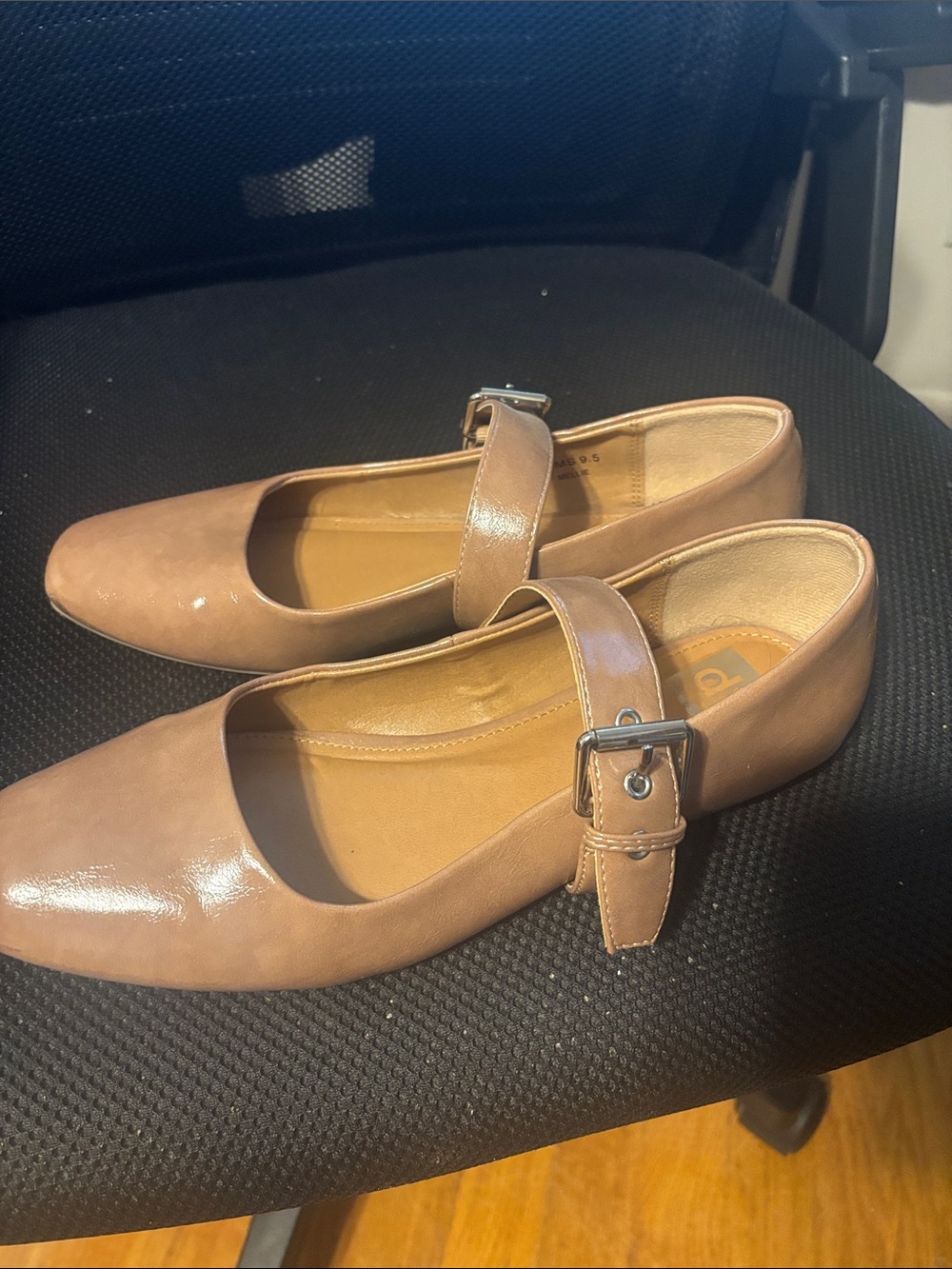 Dolce Vita Nude Tan Mary Jane Flats with Buckle Strap